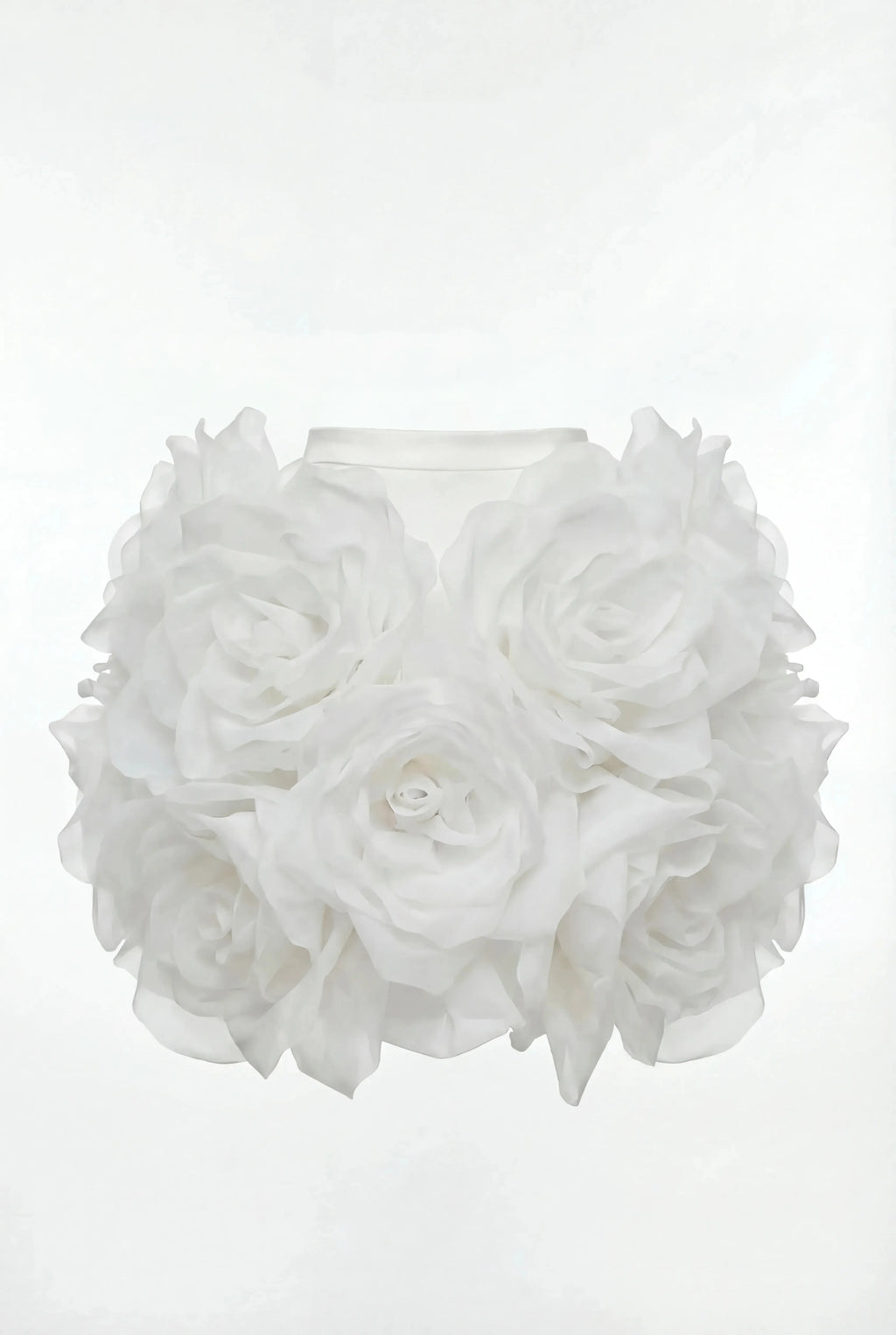 White Mini Skirt with Organza Flowers