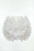 White Mini Skirt with Organza Flowers