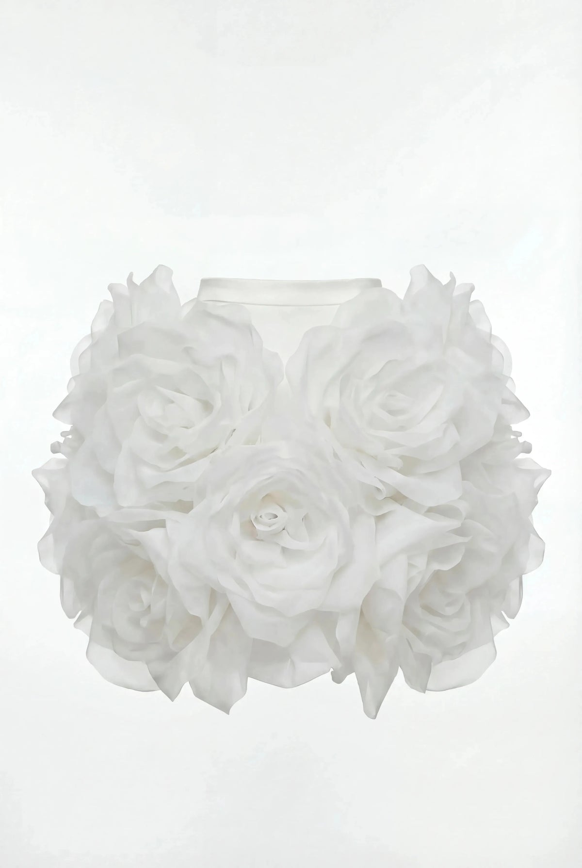 White Mini Skirt with Organza Flowers