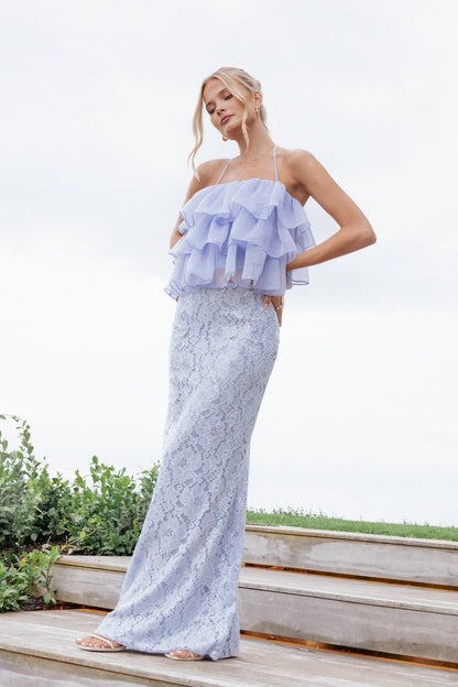 Taelya Flounce Top Blue