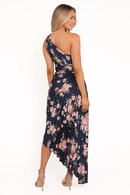 Kleo One Shoulder Maxi Dress Navy Floral