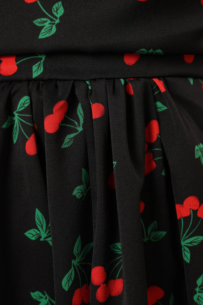 Chlo Puff Sleeve Midi Dress Cherry Print