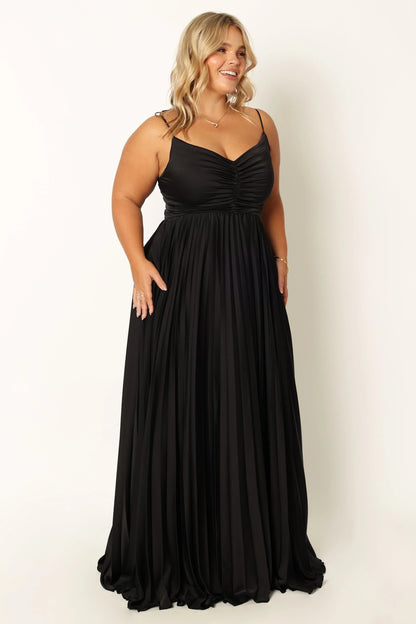 Naira Pleated Maxi Dress Black