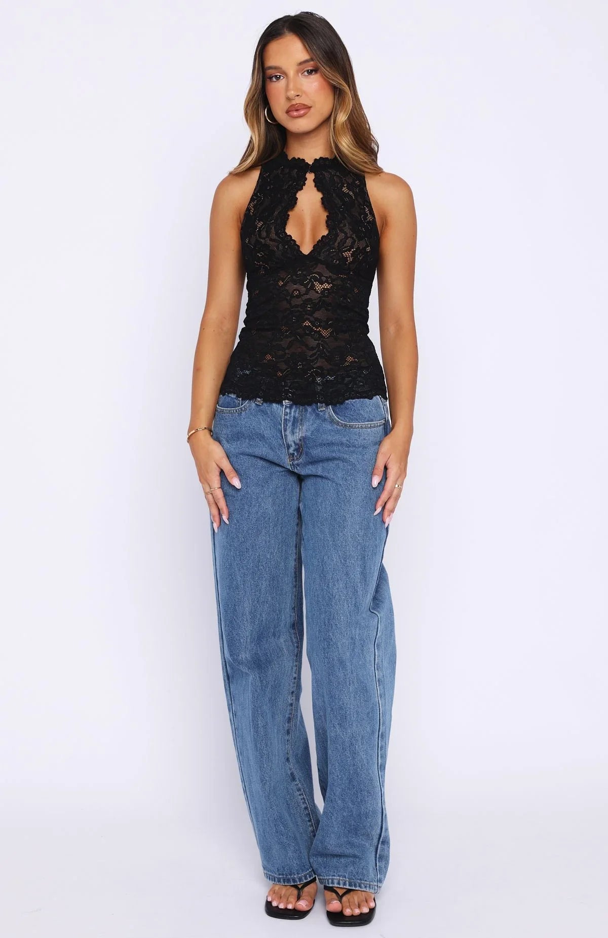 Diamond Girl Lace Top Black