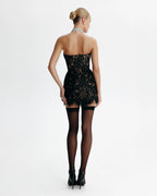 Fitted black lace mini dress