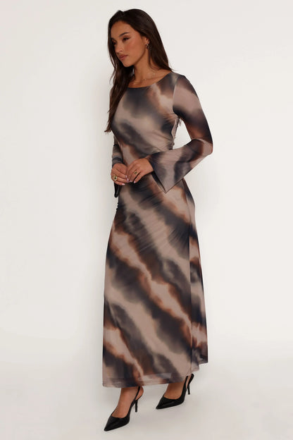 Pandora Long Sleeve Maxi Dress Ombre Stripe