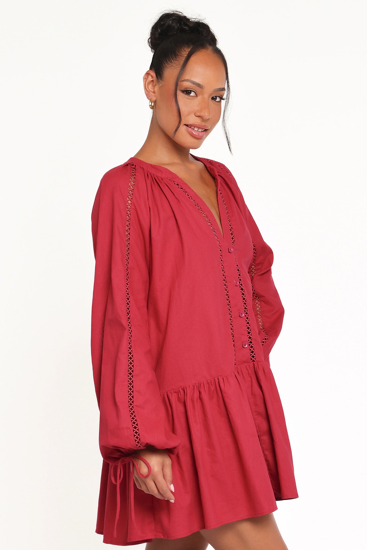 Hart Long Sleeve Mini Dress Wine