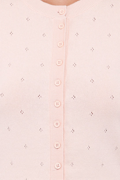 Monae Pointelle Button Up Top Pink