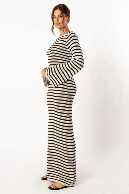 Cherie Knit Maxi Dress Sand Black