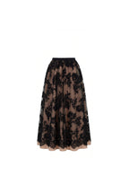 Beige A line midi skirt with Chantilly lace