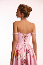 Tea length pastel pink floral dress Glow Up