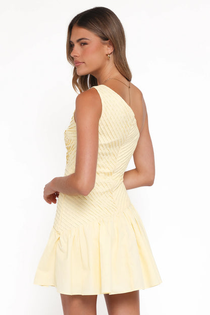 Elaria Off Shoulder Mini Dress Butter Yellow