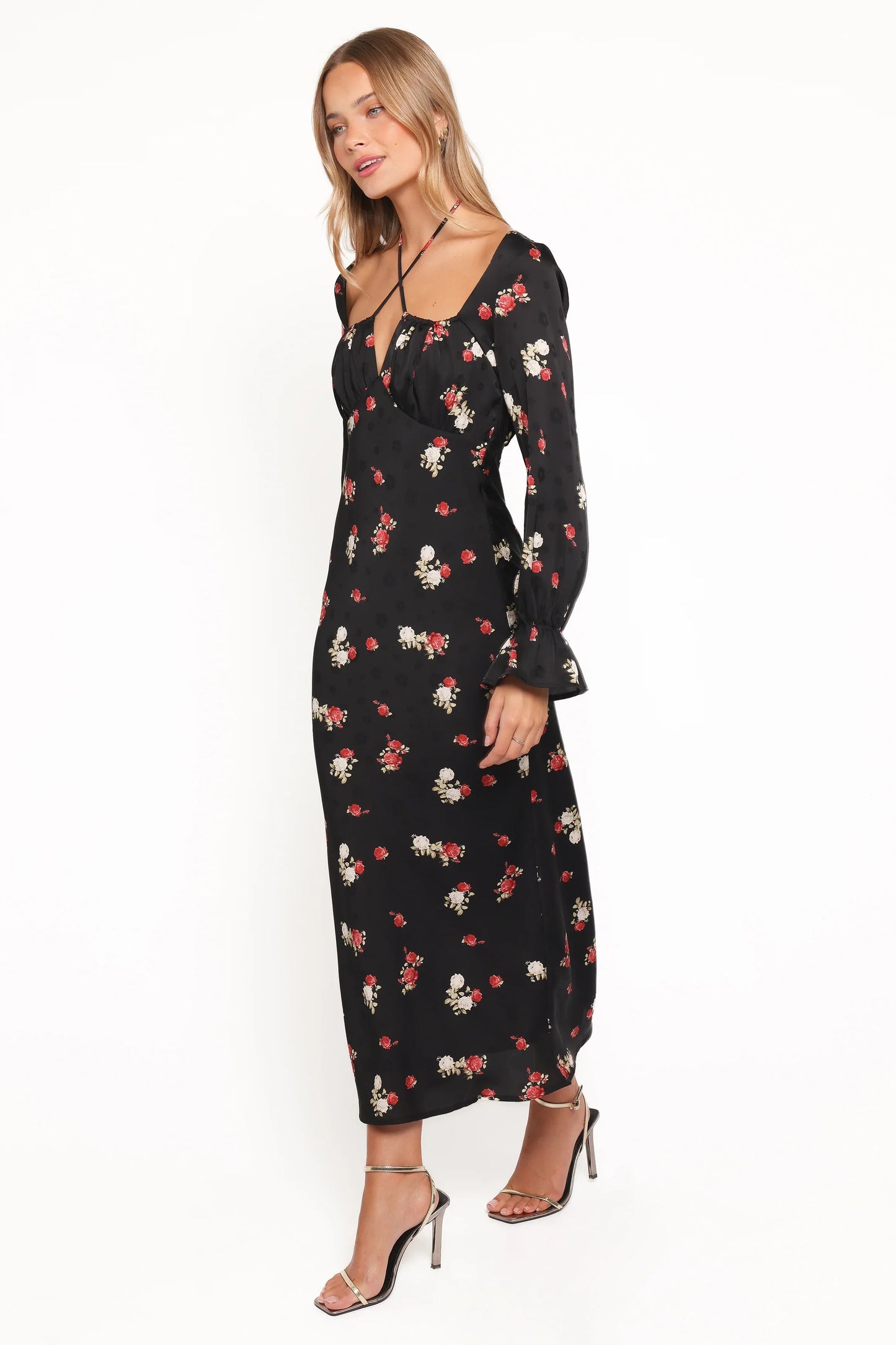 Pauline Long Sleeve Maxi Dress Black Floral