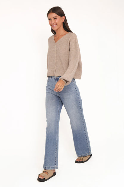Sybil Button Front Cardigan Mushroom