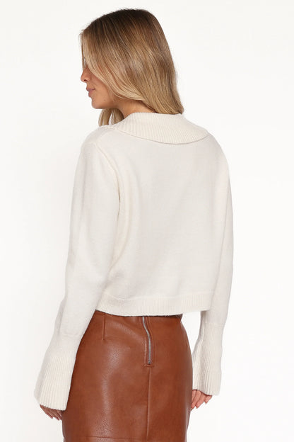 Thelma Trumpet Sleeve Cardigan Cream