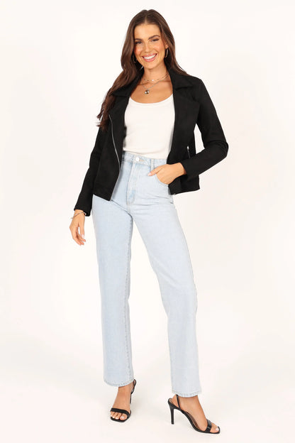Spencer Faux Suede Moto Jacket Black