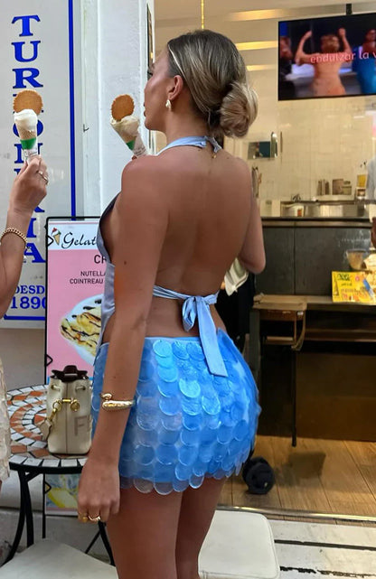 Here For Me Halter Top Blue