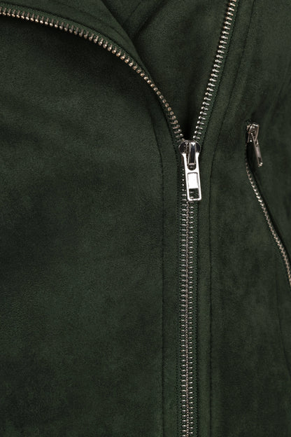 Spencer Faux Suede Moto Jacket Olive