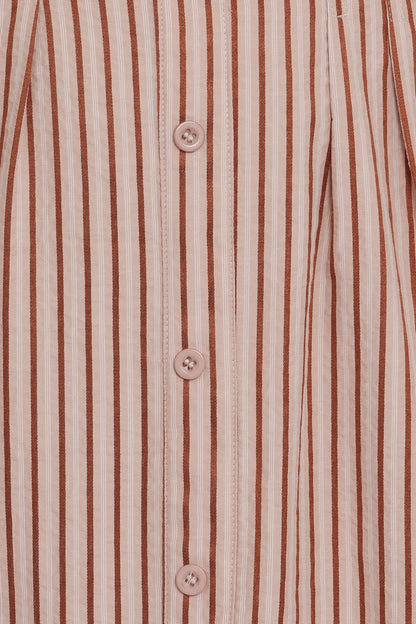 Eilis Short Sleeve Button Down Maxi Dress Brown Stripe