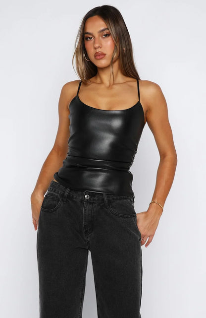 Femme Fatale PU Top Black