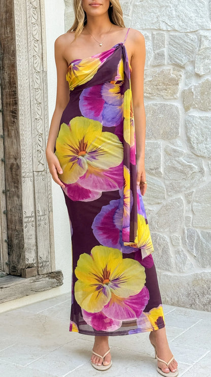 Haviana Maxi Dress Purple Yellow Floral