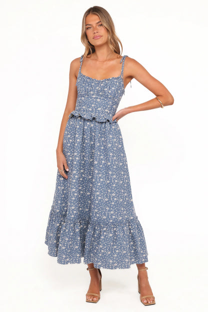 Karie Midi Dress Blue Floral