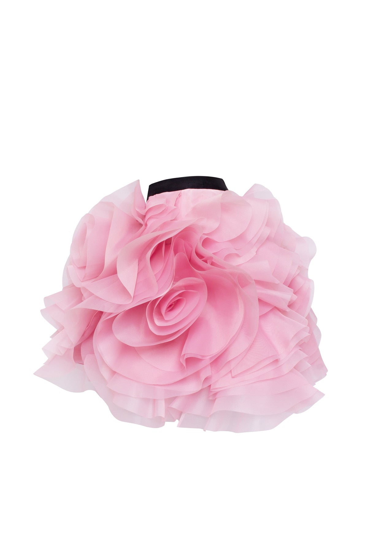 Danceable mini skirt with ruched flower appliques in pink Midnight Walk