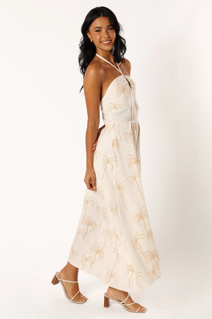 Granger Halterneck Midi Dress White Print