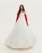 Spectacular tulle evening co ord set with statement long gloves Xo Xo