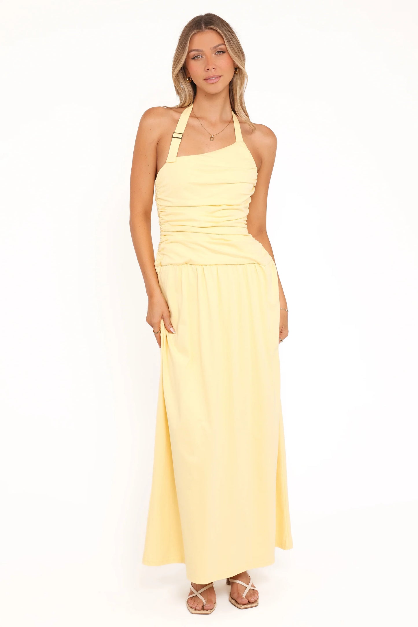 Emalia Halter Maxi Dress Pale Yellow