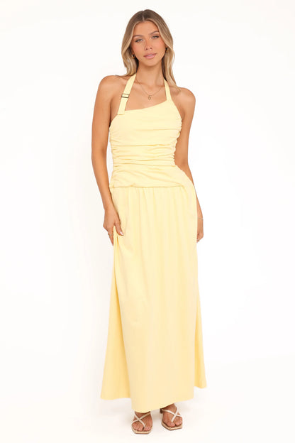 Emalia Halter Maxi Dress Pale Yellow