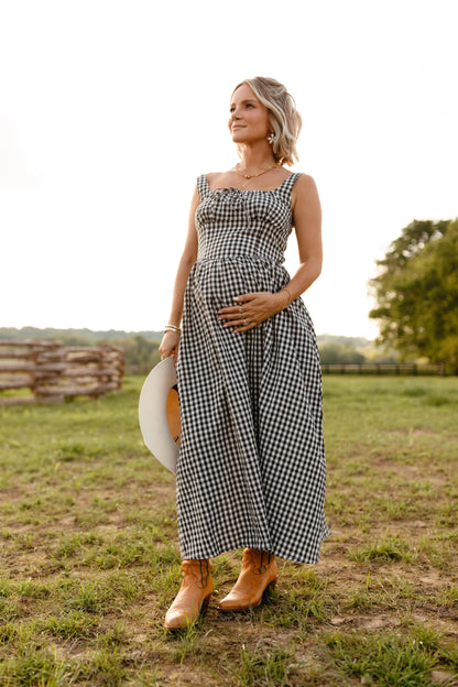 Kinslee Midi Dress Black Gingham