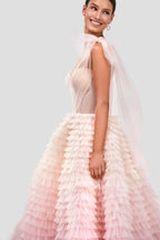 Charming ball gown with the frill layered ombre maxi skirt