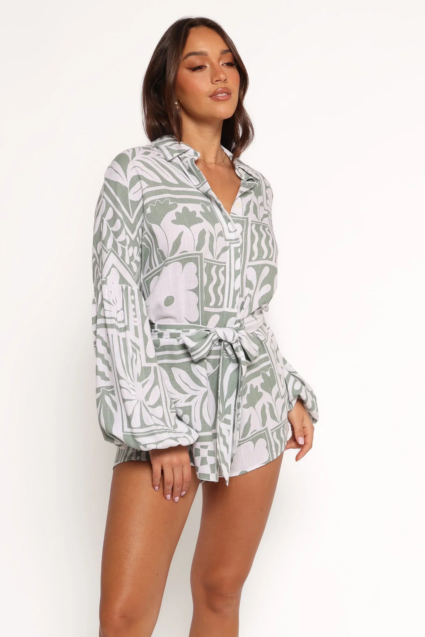 Tansy Romper Sage Print