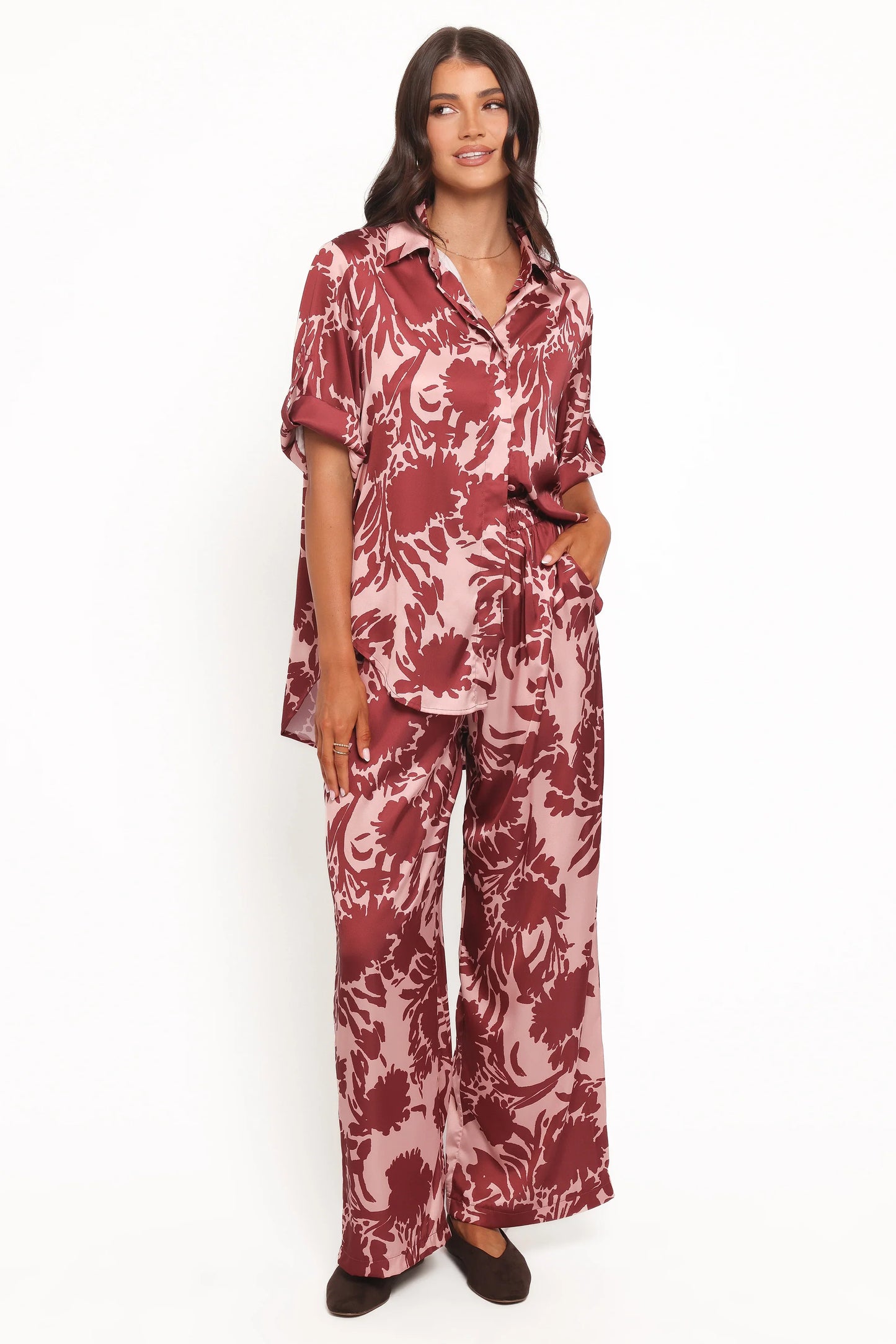 Elysia Pants Pink Burgundy