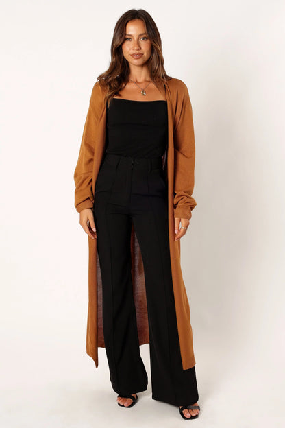 Nova Wrap Knit Midi Dress Camel