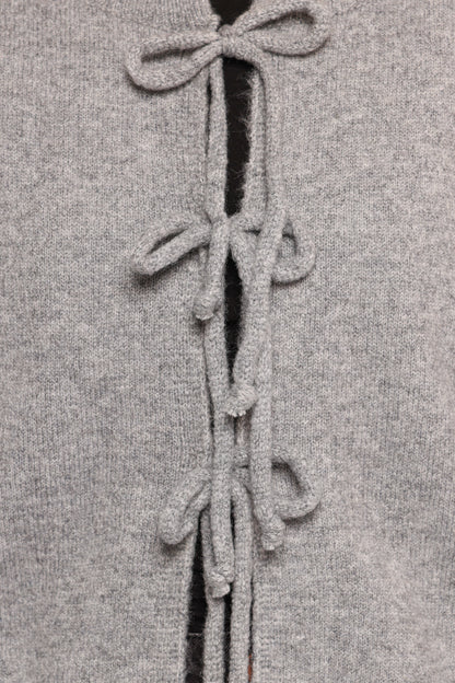 Neri Bow Tie Front Cardigan Grey