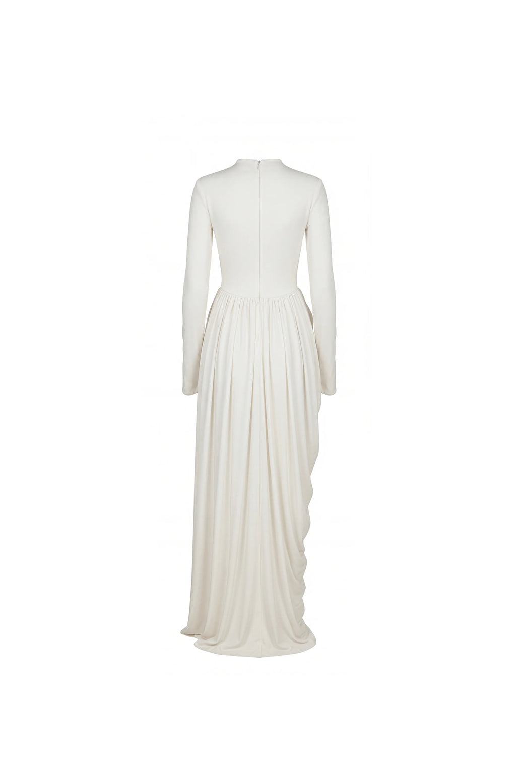 White Maxi Dress with Slit and Long Sleeves