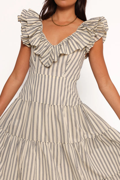 Bobbie Midi Dress Neutral Stripe