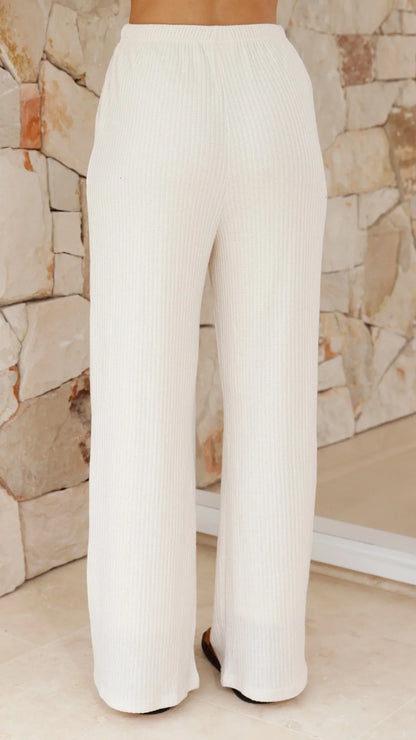Madian Button Up Shirt and Pants Set Beige