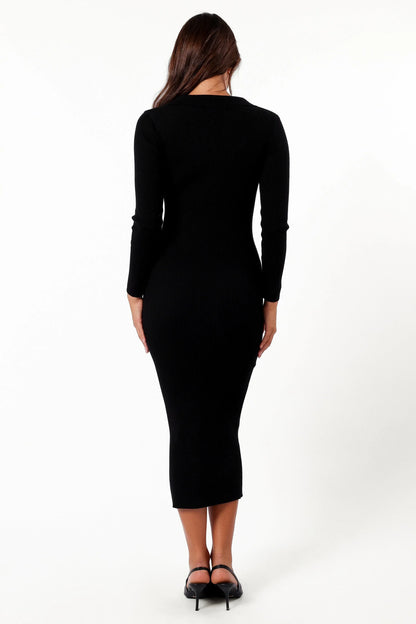 Collins Long Sleeve Midi Dress Black