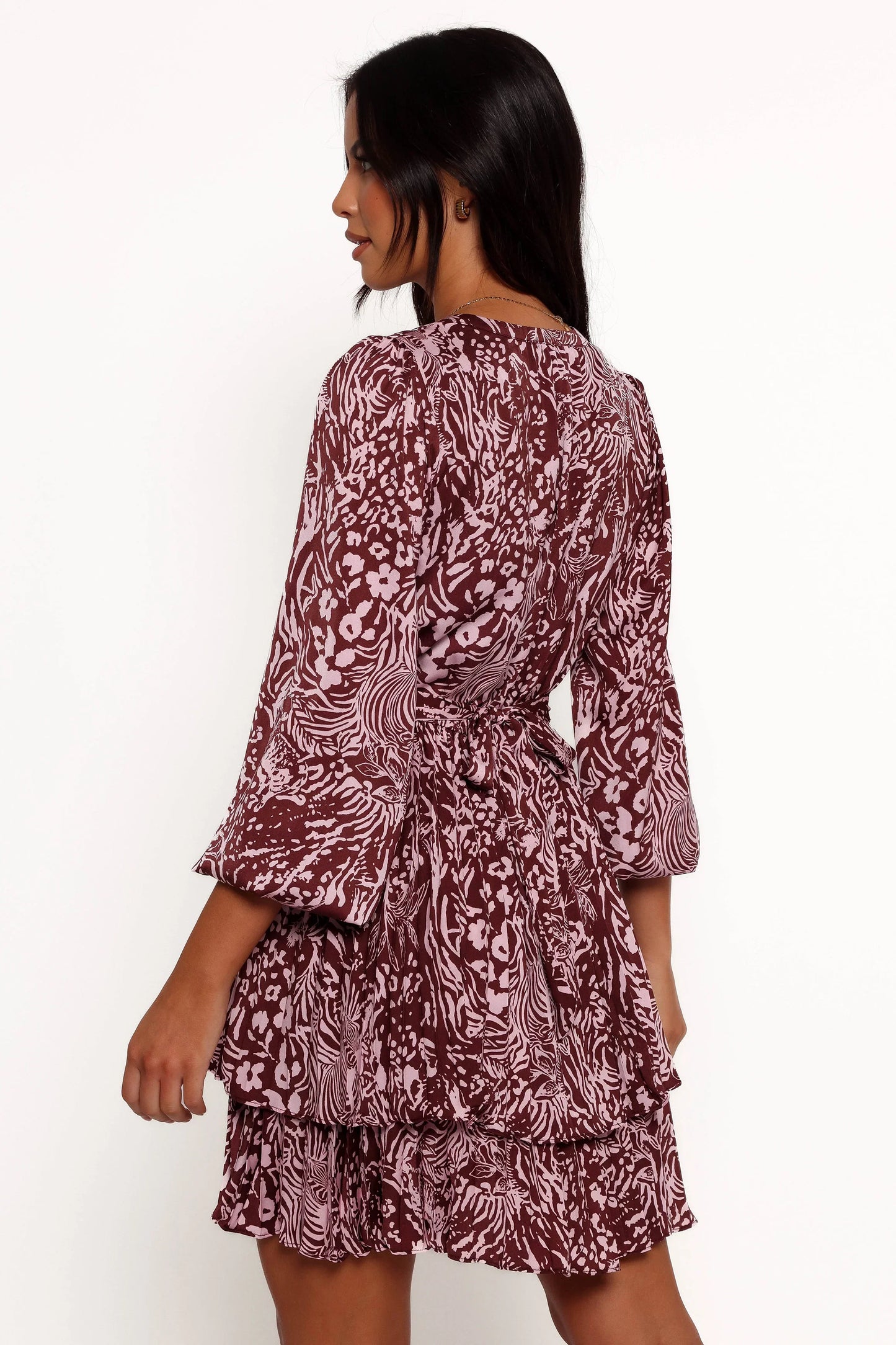 Wrenley Long Sleeve Mini Dress Chocolate Pink