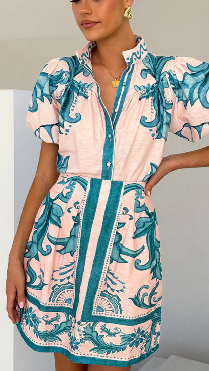 Lanie Shirt Aqua Pink Zayna