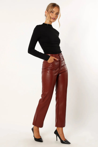 Maverick Vegan Leather Pants Merlot