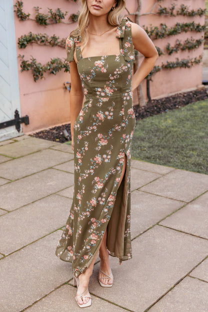 Renita Maxi Dress Olive Floral