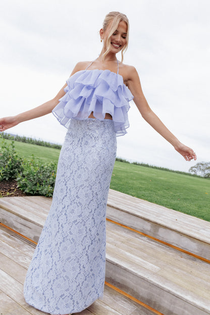Jennings Lace Maxi Skirt Blue Sequin