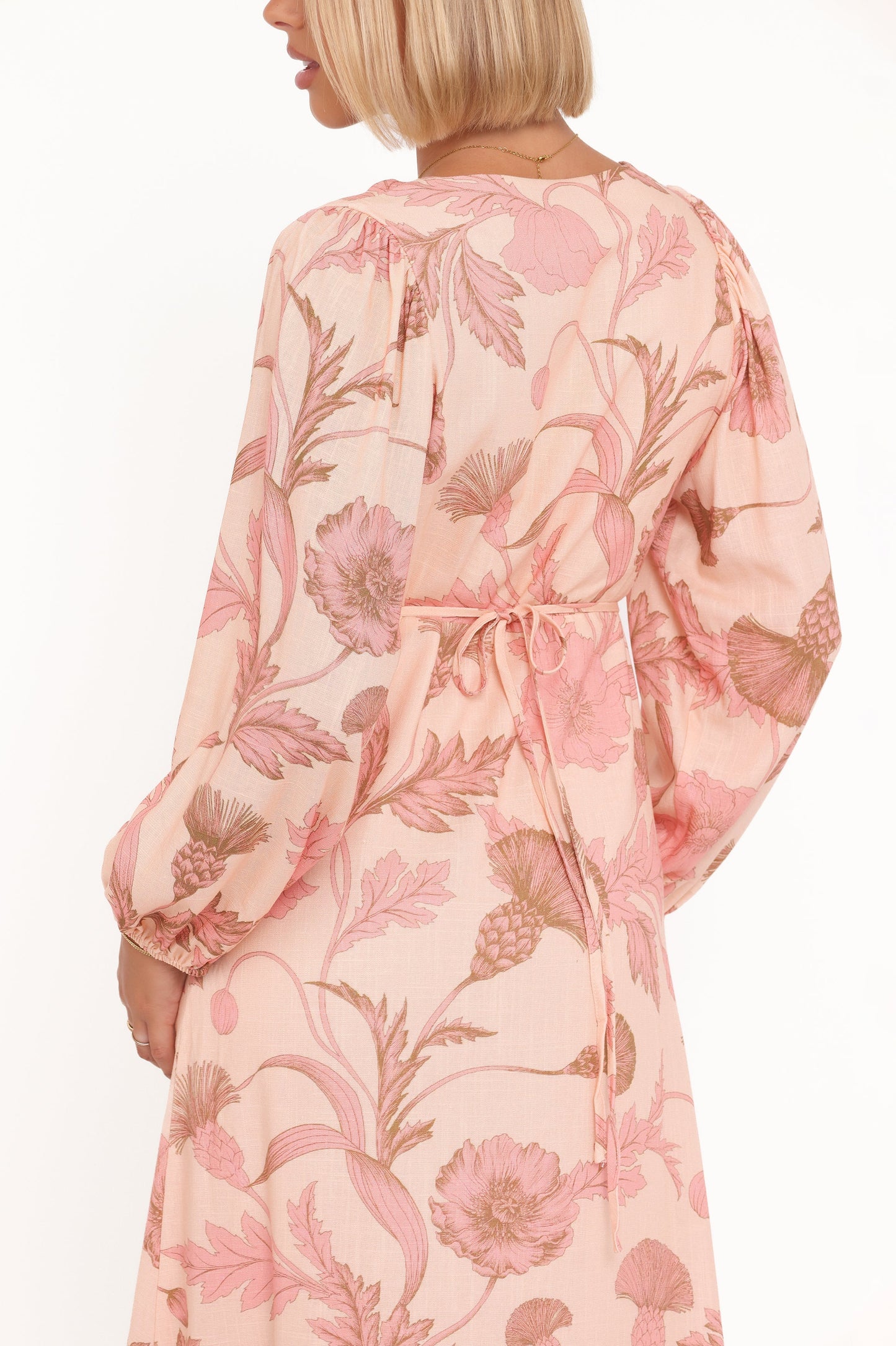 Kolby Long Sleeve Midi Dress Pink Floral