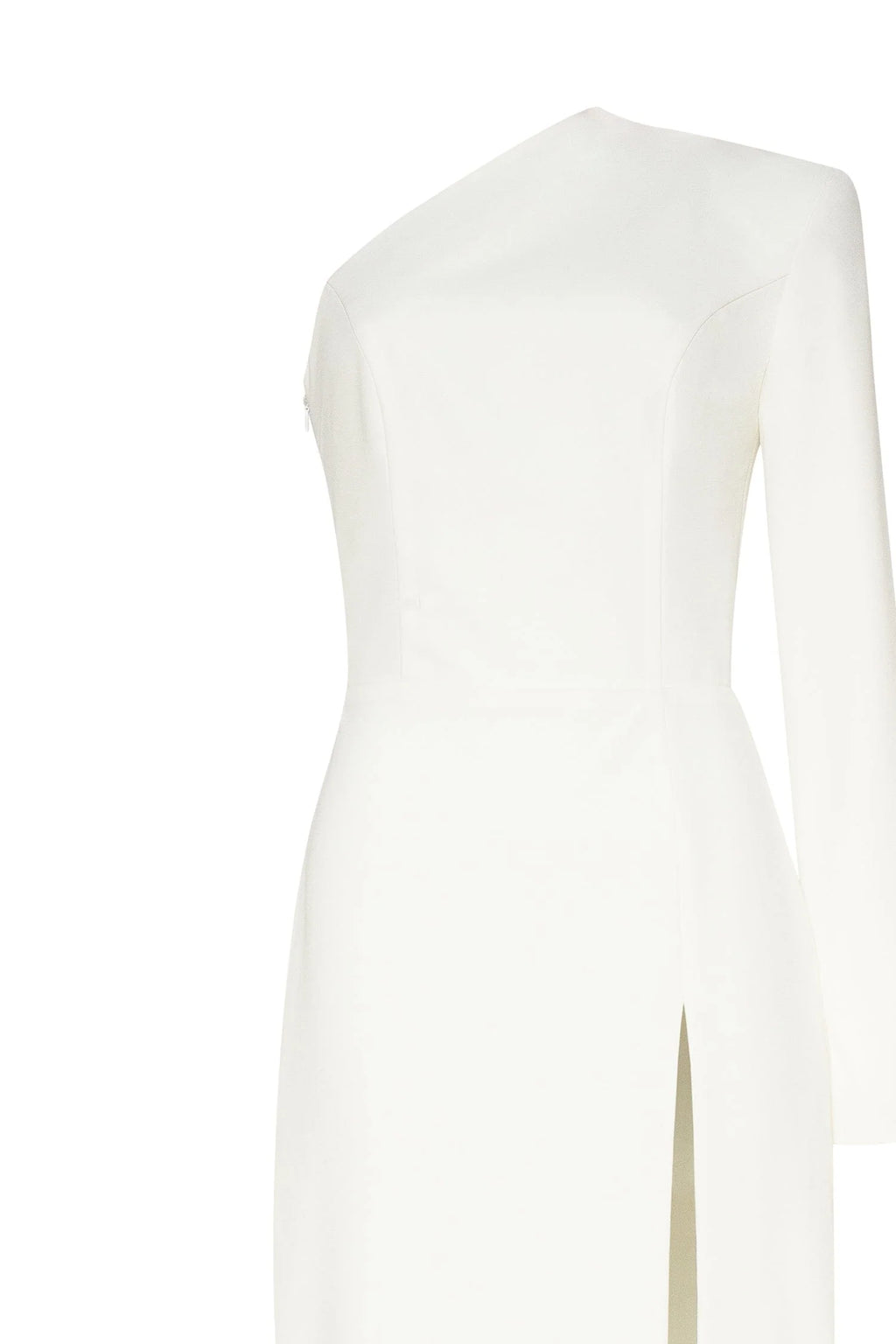 White Long sleeved dress with sharp shoulder cut