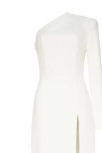 White Long sleeved dress with sharp shoulder cut