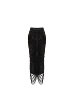 Black Sequin Midi Skirt with Draping